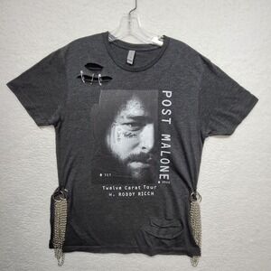 Post Malone 2022 Twelve Carat Tour Shirt Size Medium Altered Distressed Chain